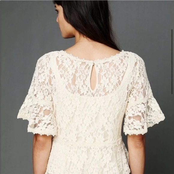 Free People Cream Lace Embroidered Sheer Peplum Top Size Small - Picture 2 of 11